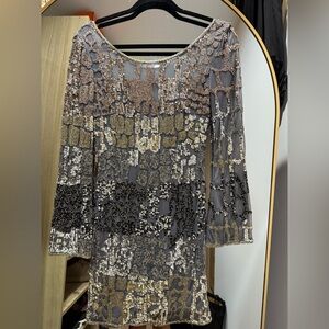Elegant Sequin Mini Dress - Black, Gold, Silver